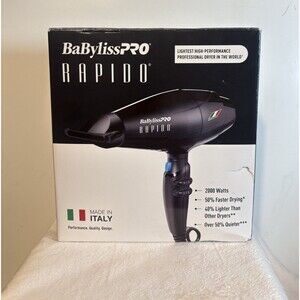 BaBylissPRO Italian Rapido Professional Hair Dryer, Lightweight, Black